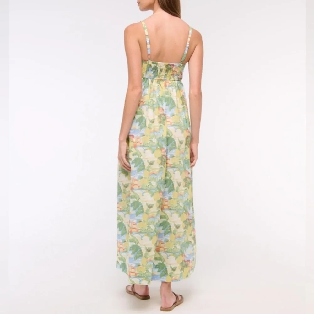Abercrombie & Fitch Sweetheart Babydoll Maxi Dress Yellow Print
